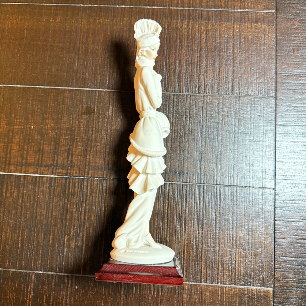 Giuseppe Armani Figurine Lady with Muff 11" White Vintage Art Deco Statue Money - Picture 7 of 12